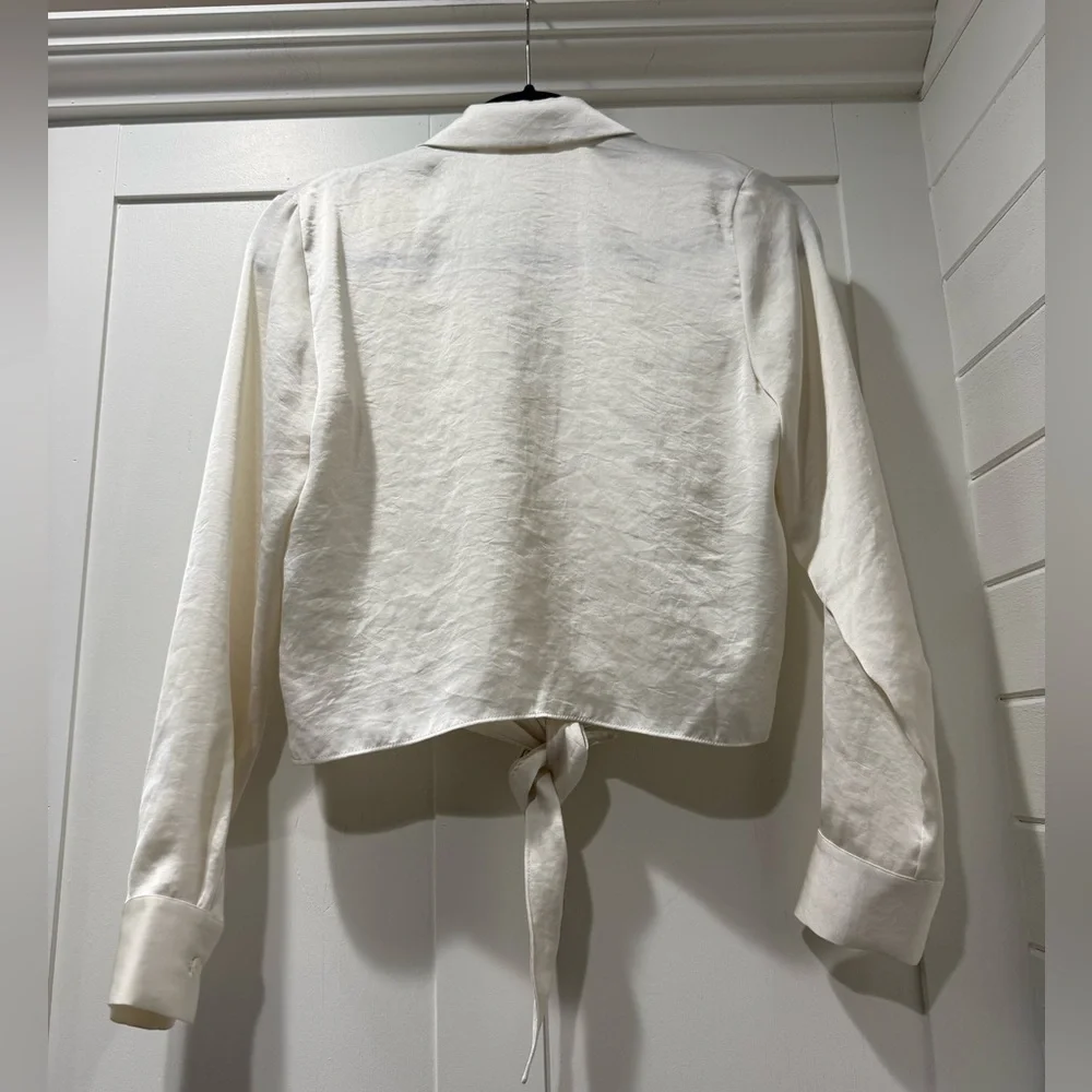 Aritzia Wilfred Tie-Front Satin Blouse - Picture 2 of 4